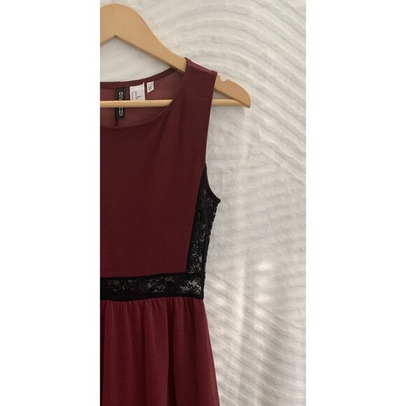H&M Lace Chiffon High-Low Hem Mesh Burgundy Party Dress Size S - Picture 5 of 5